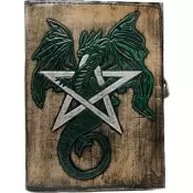 Leather Journal - Green Dragon Pentagram