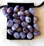 25 Piece Futhark Amethyst Gemstone Rune Set