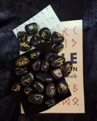 Black Obsidian Rune Set - Runes, Book, Chart & Pouch