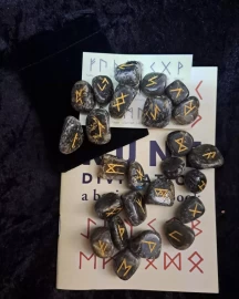 Labradorite Rune Set - Runes, Book, Chart & Pouch