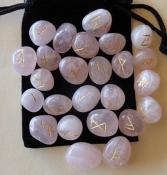 25 Piece Futhark Rose Quartz Gemstone Rune Set