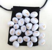 25 Piece Futhark Snow Quartz Gemstone Rune Set