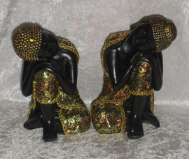 Black & Gold Balinese Design Buddha Statues