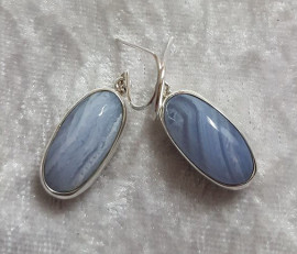 925 Sterling Silver Natural Blue Lace Agate Earrings