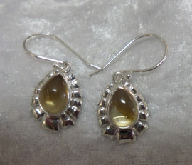 925 Sterling Silver Natural Citrine Earrings (Rare)