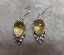 925 Sterling Silver Natural Citrine Earrings (Rare)