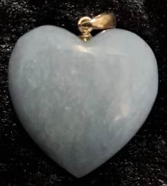 Angelite Puffy Heart Pendant with a Sterling Silver Bail