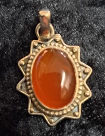 925 Sterling Silver Carnelian Pendant 