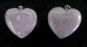 Kunzite Puffy Heart Pendant with 925 Sterling Silver Clasp
