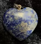 Lapis Lazuli Puffy Heart Pendant with a Sterling Silver Bail