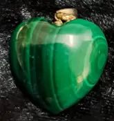 Malachite Puffy Heart Pendant with a Sterling Silver Bail
