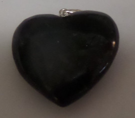 Nuummite Puffy Heart Pendant with Sterling Silver Bail