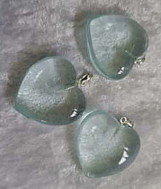 Blue Obsidian Puffy Heart Pendant with 925 Sterling Silver Clasp