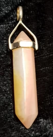 Pink Opal Pencil Pendant with 925 Sterling Silver Fitting