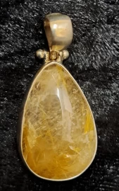 925 Sterling Silver Golden Rutilated Quartz Pendant