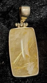925 Sterling Silver Golden Rutilated Quartz Pendant