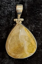 925 Sterling Silver Golden Rutilated Quartz Pendant