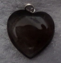 Smoky Quartz Puffy Heart Pendant with Sterling Silver Bail