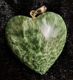 Seraphinite Puffy Heart Pendant with Sterling Silver Bail