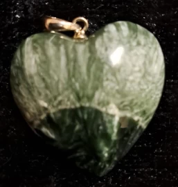 Seraphinite Puffy Heart Pendant with Sterling Silver Bail