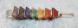 Chakra Pyramid Healing Wand with Crystal Quartz Sphere & Point