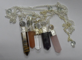 Pencil Point Pendulums - Amethyst, Clear Quartz, Peach Aventurine, Rose Quartz & Tiger Eye